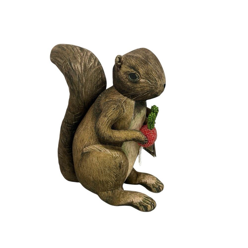 John Derian - Target 2025 Plush Woodland Squirrel holding Radish‎ Pillow 8x12in - Picture 3 of 5